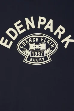 T-shirt manches courtes bleu marine application Eden Park Rugby coupe Oversized