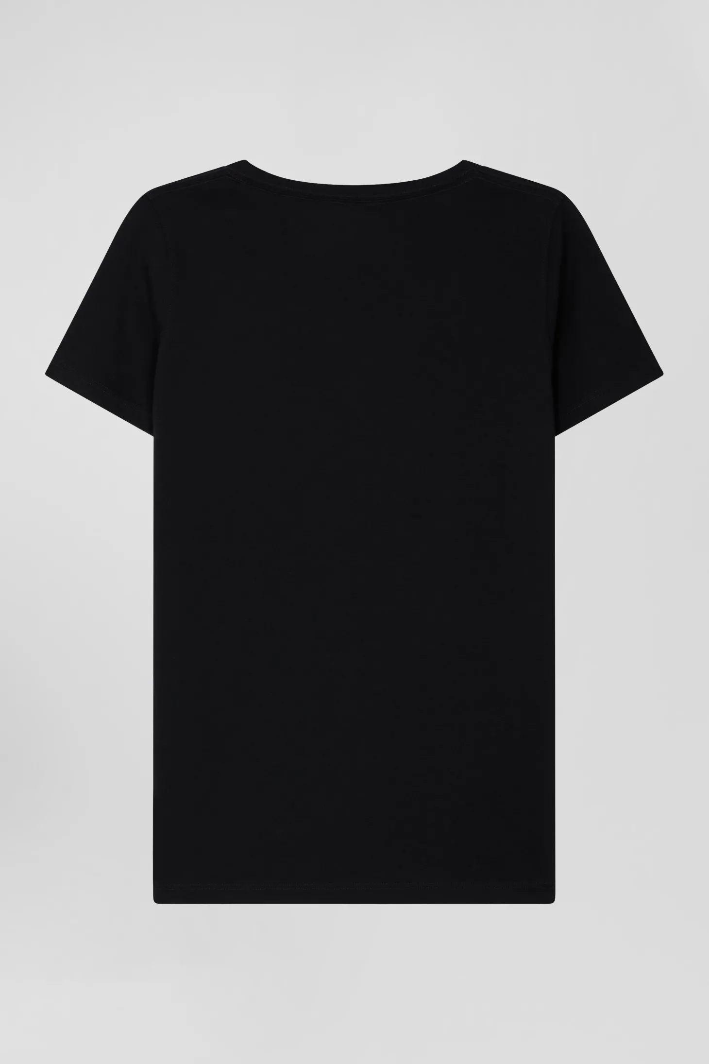 T-shirt manches courtes col V en coton noir coupe Regular