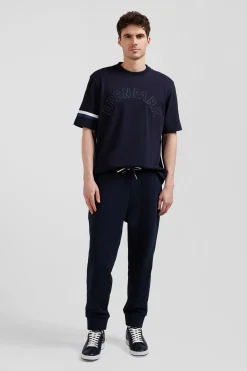 T-shirt manches courtes en coton bleu marine coupe Oversized sérigraphie Eden Park