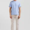 T-shirt manches courtes en coton ciel patch dos coupe Regular