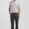 T-shirt manches courtes en coton Pima uni gris coupe Regular