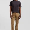 T-shirt manches courtes en coton Pima uni marron coupe Regular
