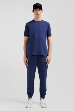 T-shirt manches courtes en coton bleu coupe Regular broderie emblème