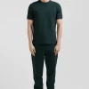 T-shirt manches courtes en coton vert coupe Regular broderie emblème