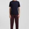 T-shirt manches courtes en coton marine broderie dos coupe Regular