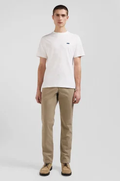 T-shirt manches courtes en coton écru broderie dos coupe Regular