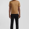 T-shirt manches courtes en coton Pima uni camel coupe Regular