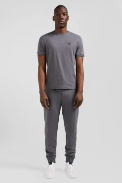 T-shirt manches courtes en coton gris coupe Regular broderie emblème