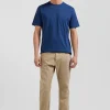 T-shirt manches courtes en coton Pima uni bleu marine coupe Regular