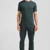 T-shirt manches courtes en coton Pima uni vert coupe Regular