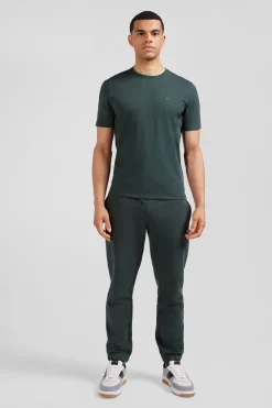 T-shirt manches courtes en coton Pima uni vert coupe Regular