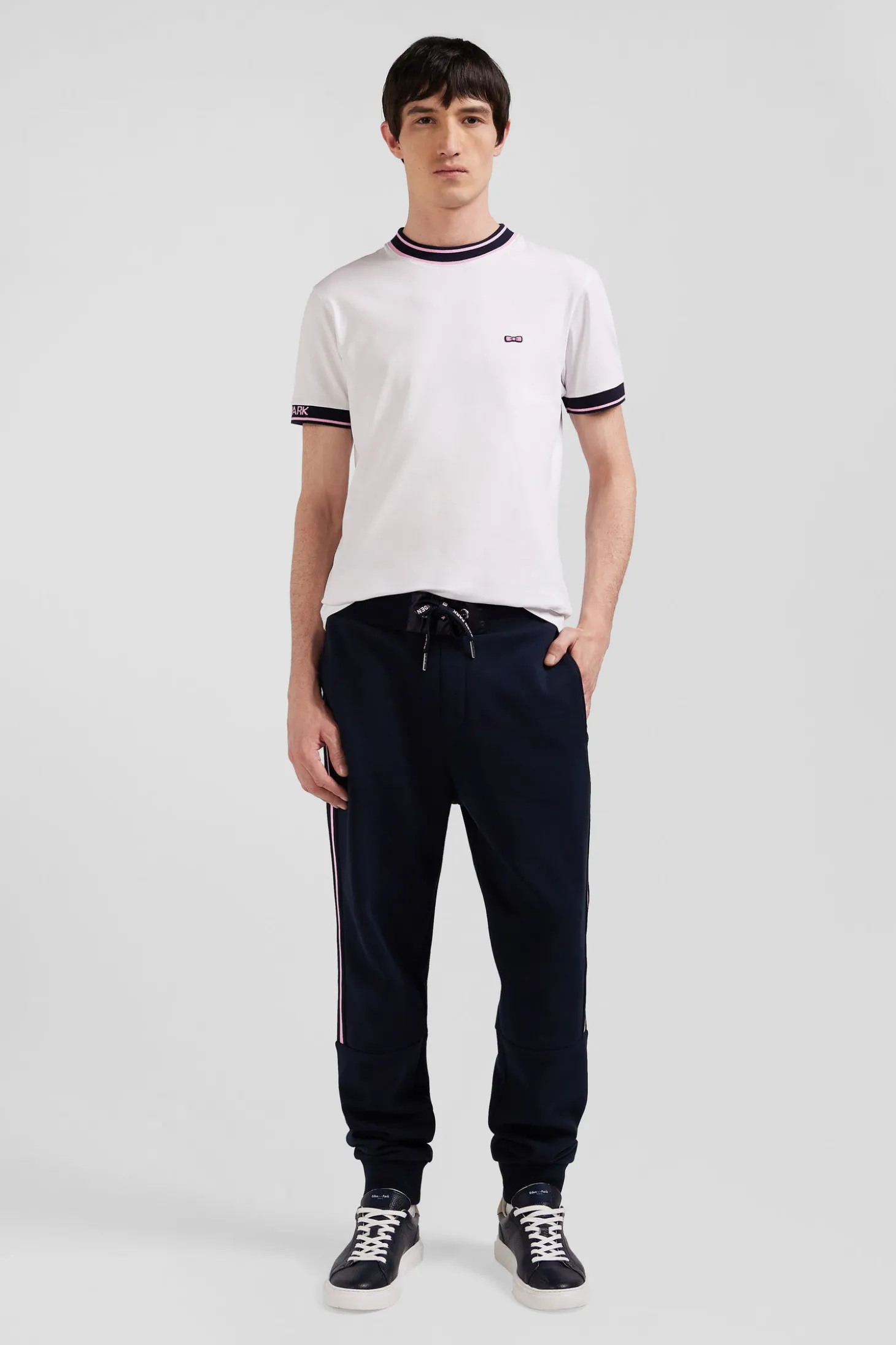 T-shirt manches courtes en coton blanc coupe Slim bords-côtes Eden Park