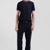 T-shirt manches courtes en coton bleu marine coupe Slim bords-côtes Eden Park