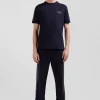 T-shirt manches courtes en coton bleu marine passepoil rose coupe Regular