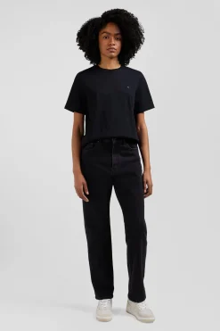 T-shirt manches courtes en coton noir coupe Modern