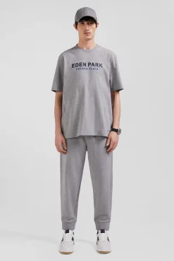 T-shirt manches courtes en coton gris Eden Park French Flair coupe Oversized