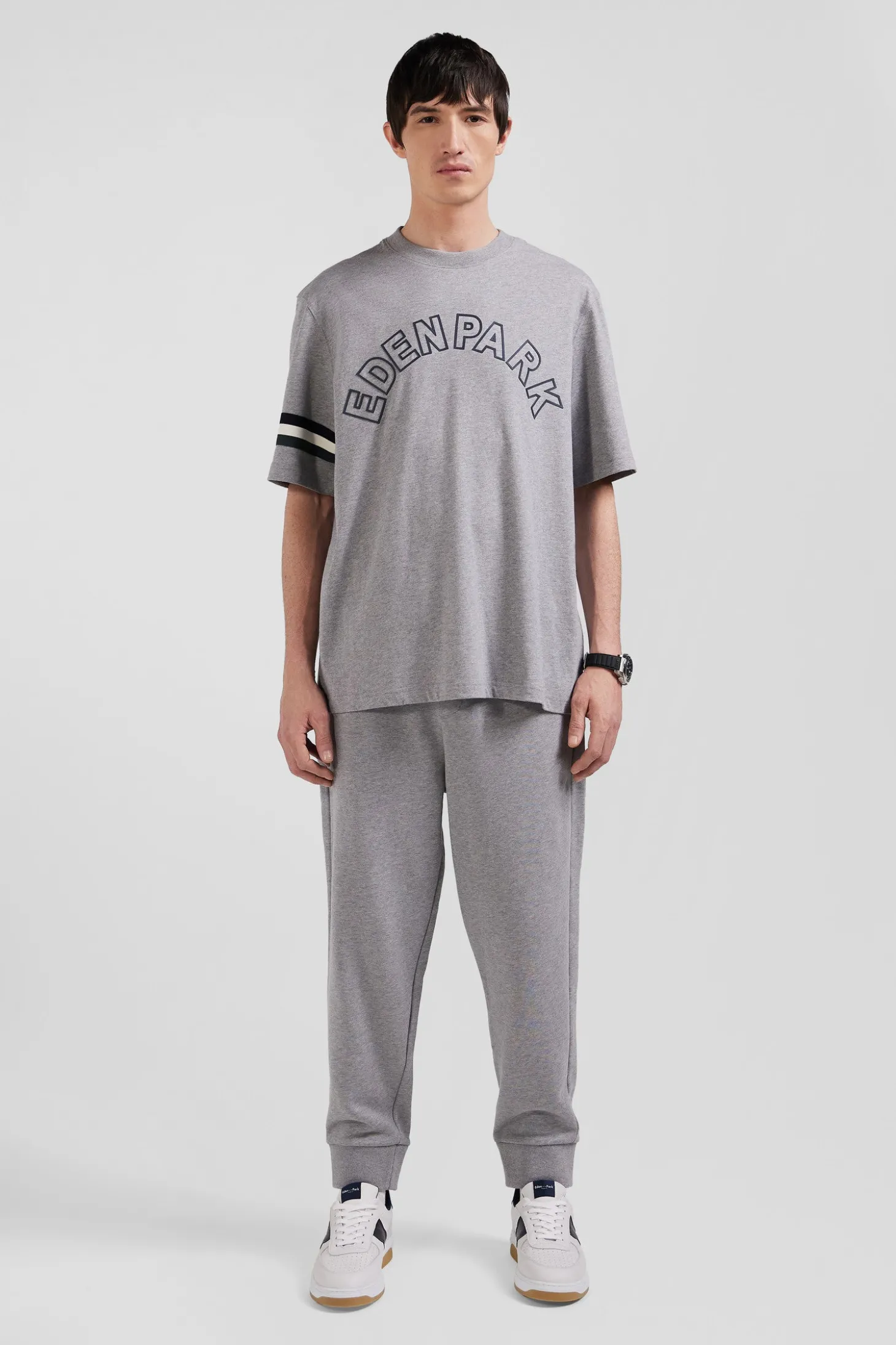 T-shirt manches courtes en coton gris coupe Oversized sérigraphie Eden Park