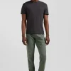 T-shirt manches courtes en coton kaki patch dos coupe Regular