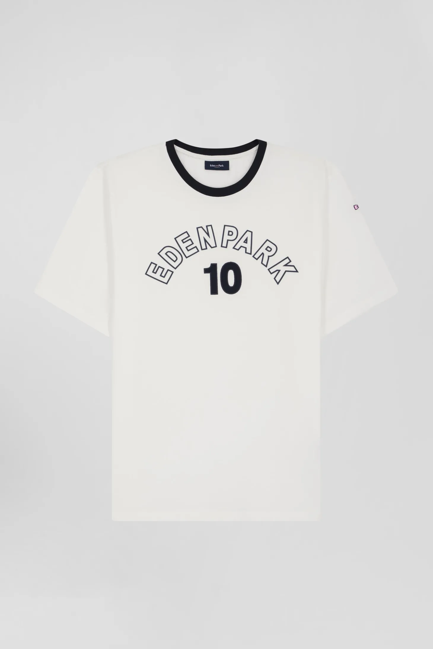 T-shirt manches courtes en coton écru brodé coupe Oversized