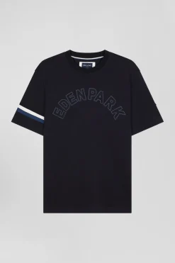 T-shirt manches courtes en coton bleu marine coupe Oversized sérigraphie Eden Park
