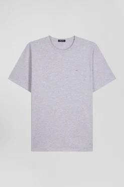 T-shirt manches courtes en coton Pima uni gris coupe Regular