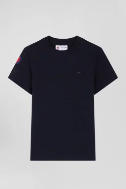 T-shirt manches courtes en coton bleu marine broderie XV de France coupe Regular