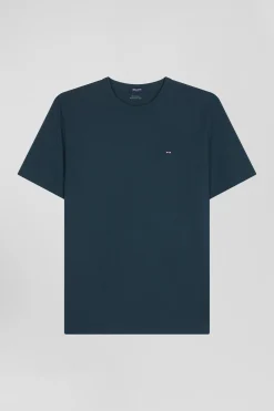 T-shirt manches courtes en coton Pima uni vert coupe Regular