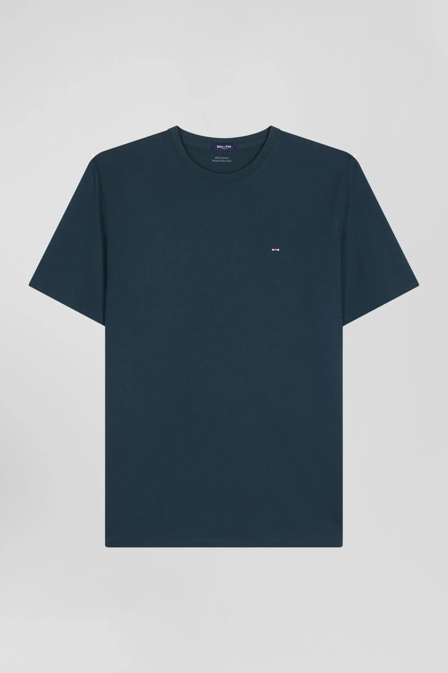 T-shirt manches courtes en coton Pima uni vert coupe Regular