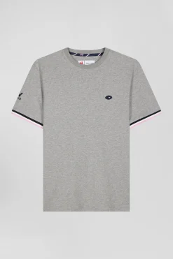 T-shirt manches courtes en coton gris broderie XV de France coupe Regular