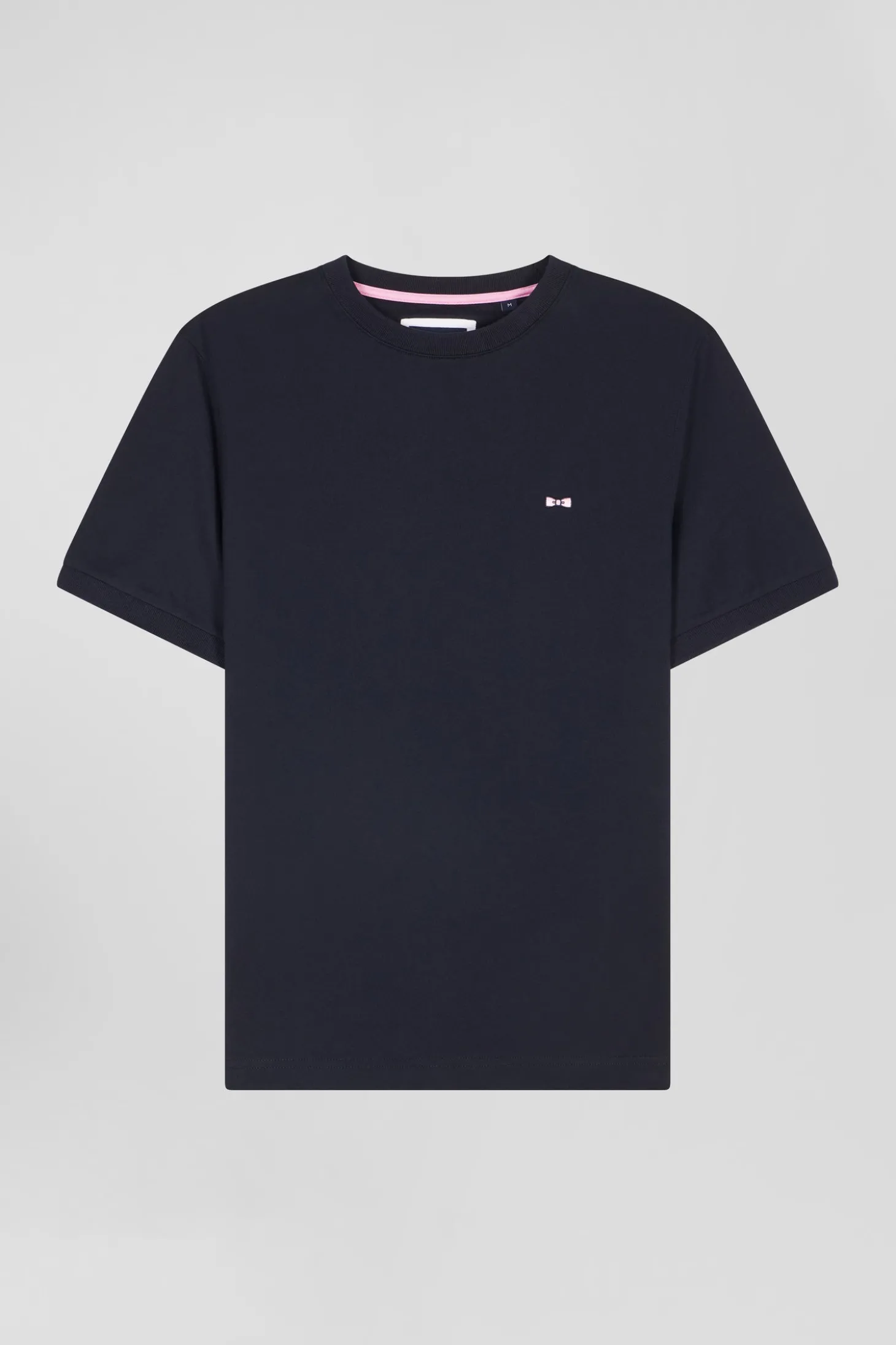T-shirt manches courtes en coton bleu marine broderie dos emblème coupe Regular