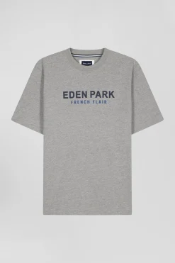 T-shirt manches courtes en coton gris Eden Park French Flair coupe Oversized