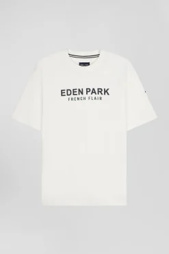 T-shirt manches courtes en coton écru Eden Park French Flair coupe Oversized