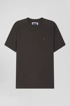 T-shirt manches courtes en coton kaki patch dos coupe Regular