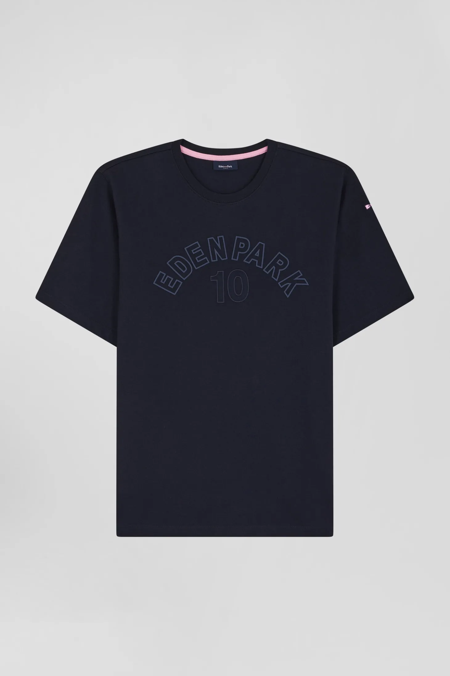 T-shirt manches courtes en coton bleu marine brodé coupe Oversized