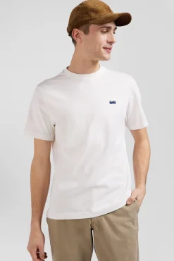 T-shirt manches courtes en coton écru broderie dos coupe Regular
