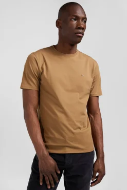 T-shirt manches courtes en coton Pima uni camel coupe Regular