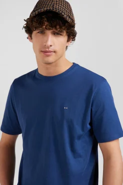 T-shirt manches courtes en coton Pima uni bleu marine coupe Regular