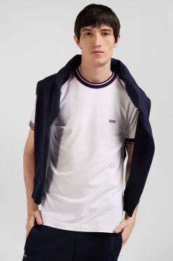 T-shirt manches courtes en coton blanc coupe Slim bords-côtes Eden Park