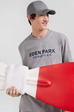 T-shirt manches courtes en coton gris Eden Park French Flair coupe Oversized