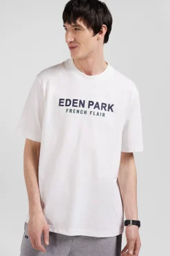 T-shirt manches courtes en coton écru Eden Park French Flair coupe Oversized