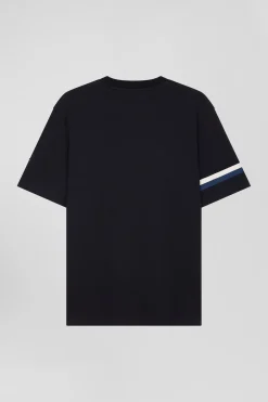 T-shirt manches courtes en coton bleu marine coupe Oversized sérigraphie Eden Park