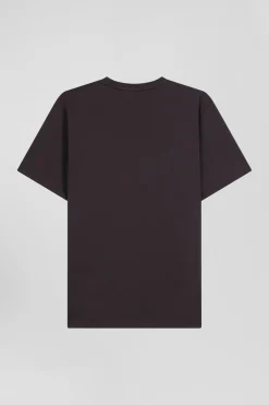 T-shirt manches courtes en coton Pima uni marron coupe Regular