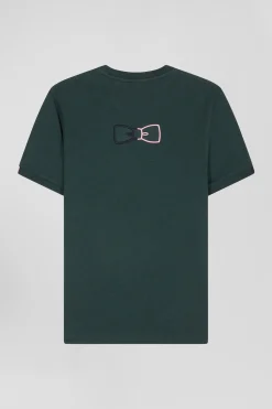 T-shirt manches courtes en coton vert coupe Regular broderie emblème