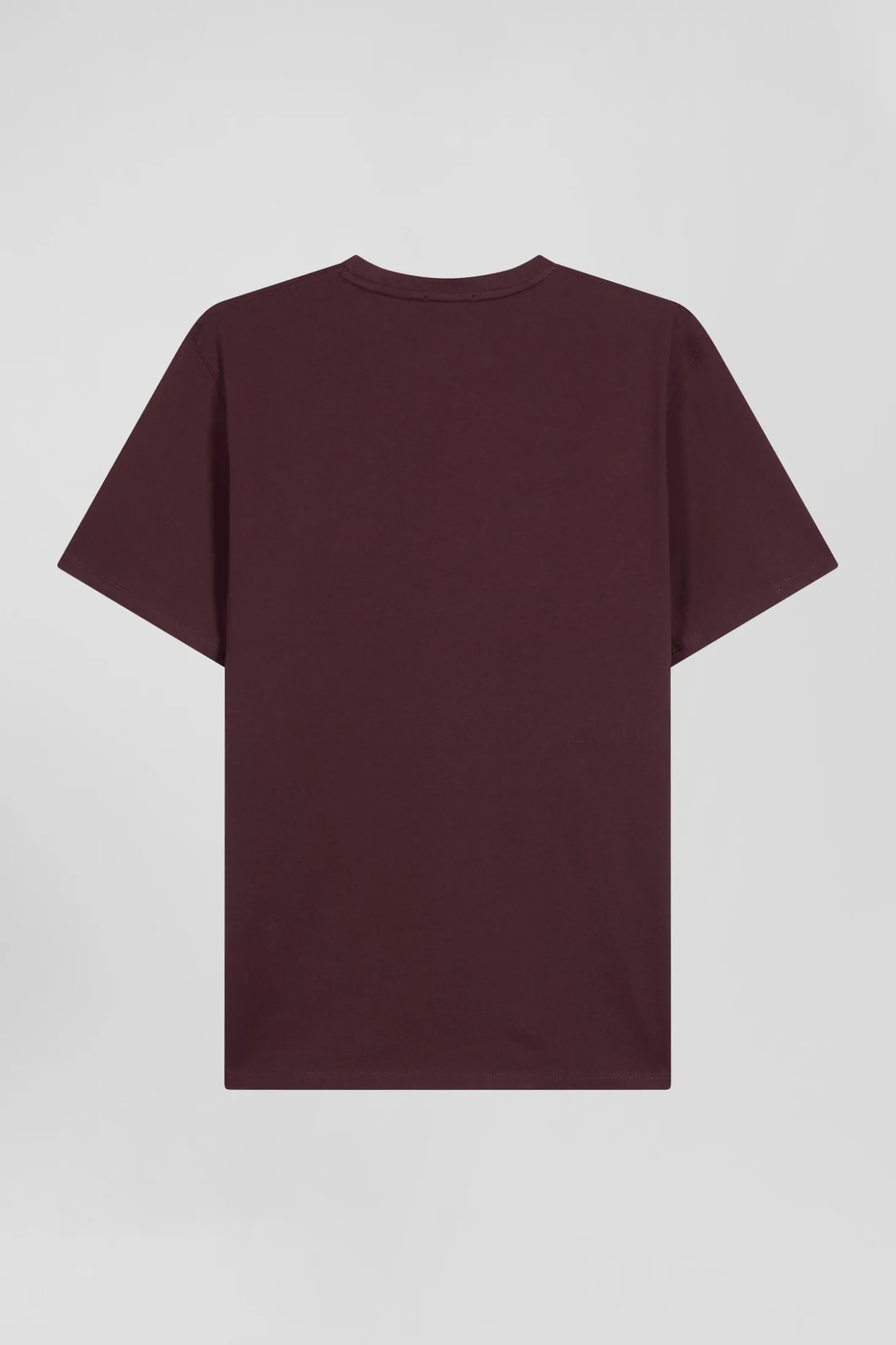 T-shirt manches courtes en coton Pima uni bordeaux coupe Regular