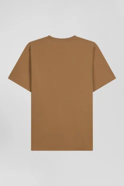 T-shirt manches courtes en coton Pima uni camel coupe Regular