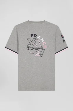 T-shirt manches courtes en coton gris broderie XV de France coupe Regular
