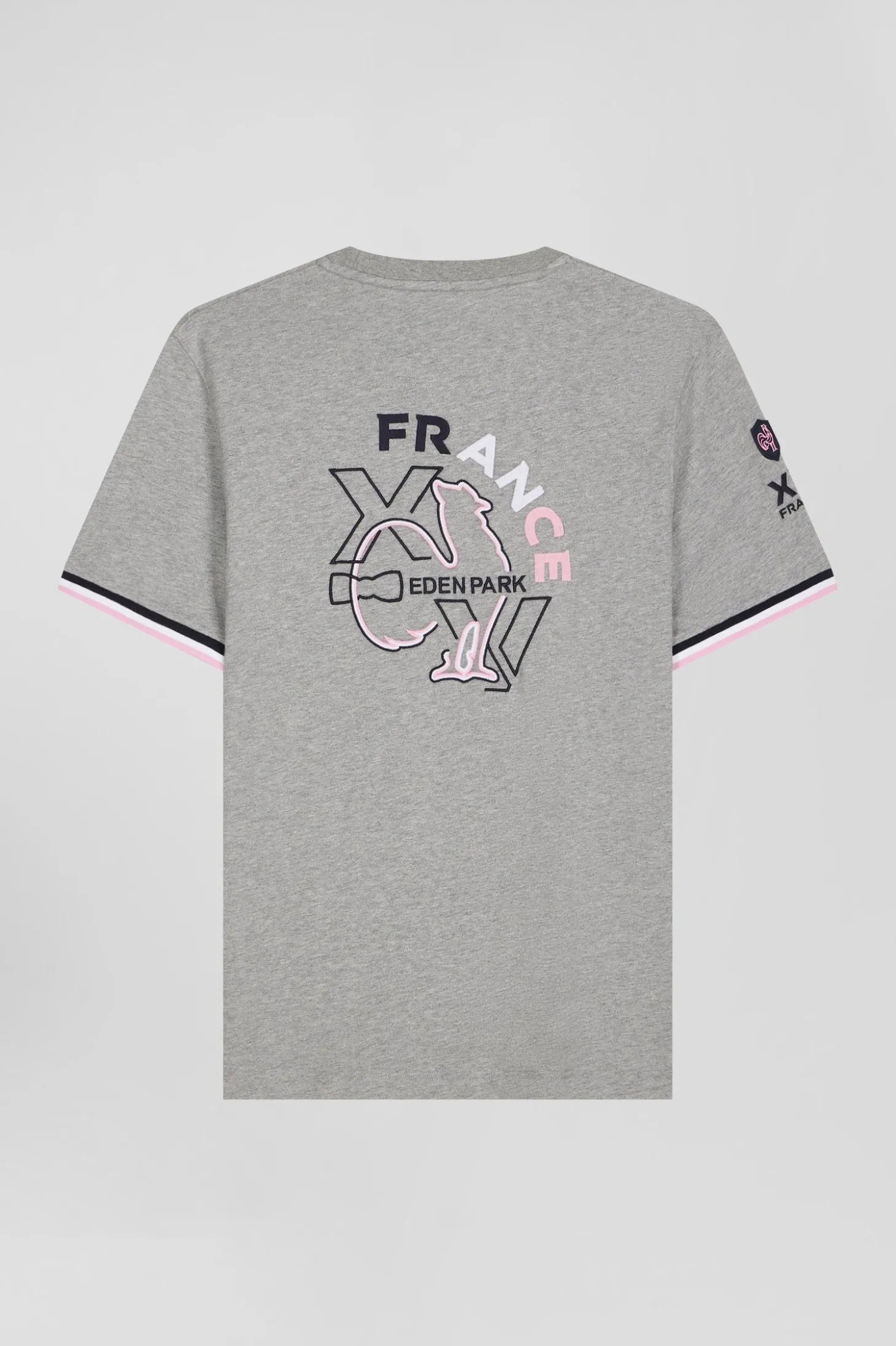 T-shirt manches courtes en coton gris broderie XV de France coupe Regular