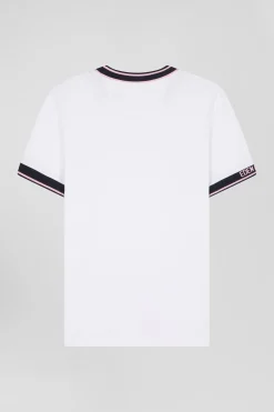 T-shirt manches courtes en coton blanc coupe Slim bords-côtes Eden Park