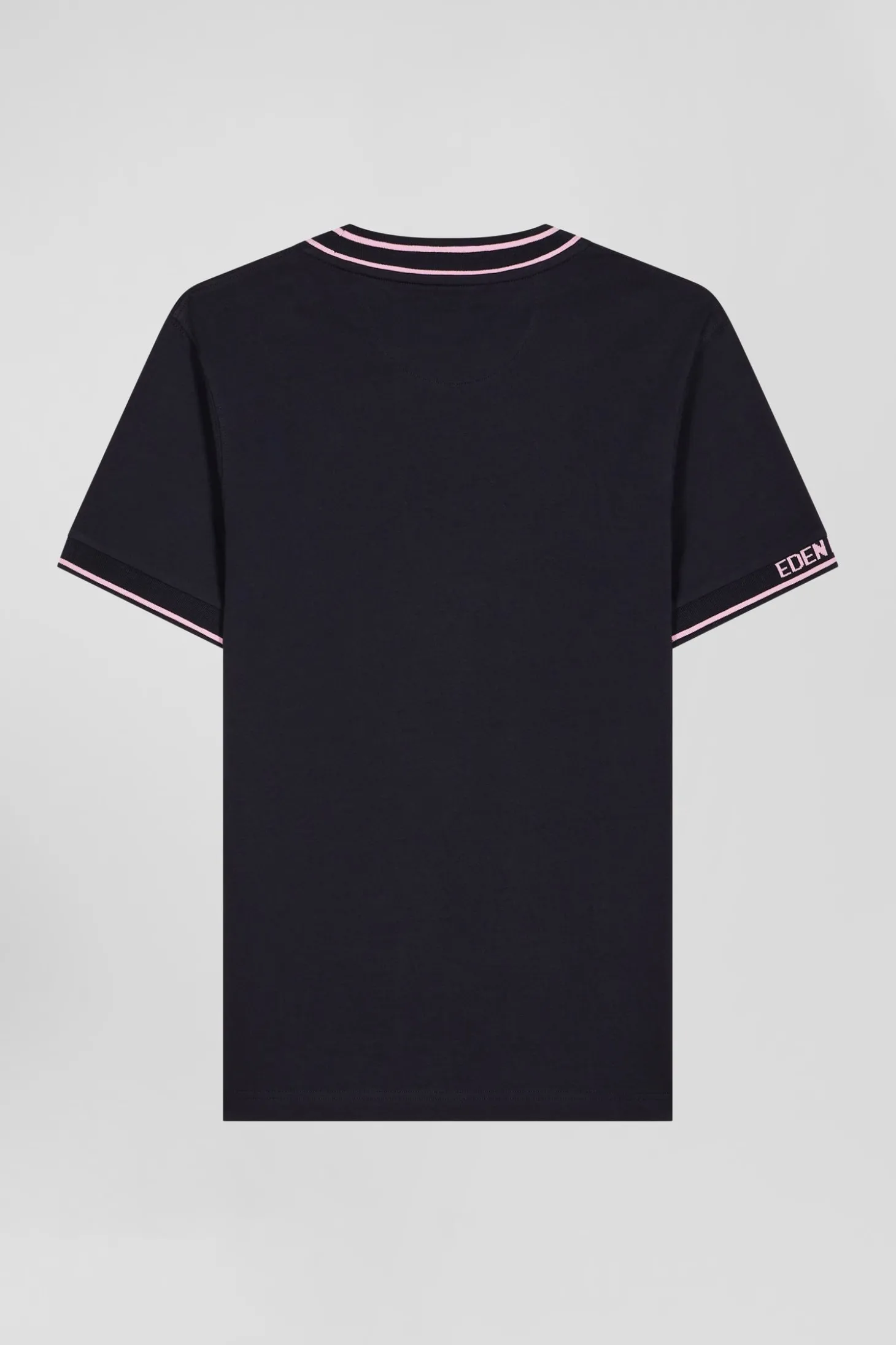 T-shirt manches courtes en coton bleu marine coupe Slim bords-côtes Eden Park