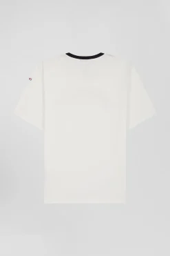 T-shirt manches courtes en coton écru brodé coupe Oversized
